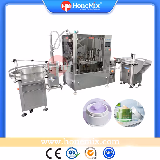 Honemix Rotary Cosmetic Cream Paste Jar Filling Machine Small Automatic Bottle Filling and Capping Machine Price Glass Jar Filler Packing Line