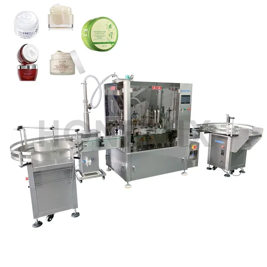 Honemix Rotary Cosmetic Cream Paste Jar Filling Machine Small Automatic Bottle Filling and Capping Machine Price Glass Jar Filler Packing Line