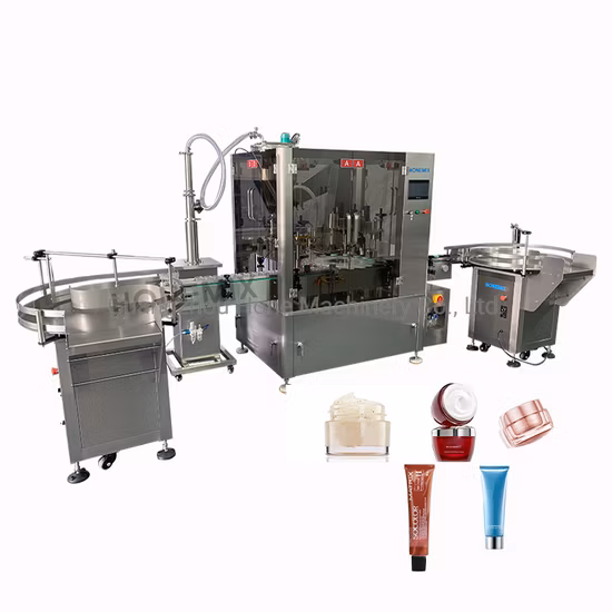 Ротационная косметическая машина для наполнения кремовой пасты Honemix Небольшая автоматическая машина для наполнения и укупорки бутылок Цена Линия для упаковки в стеклянные банки